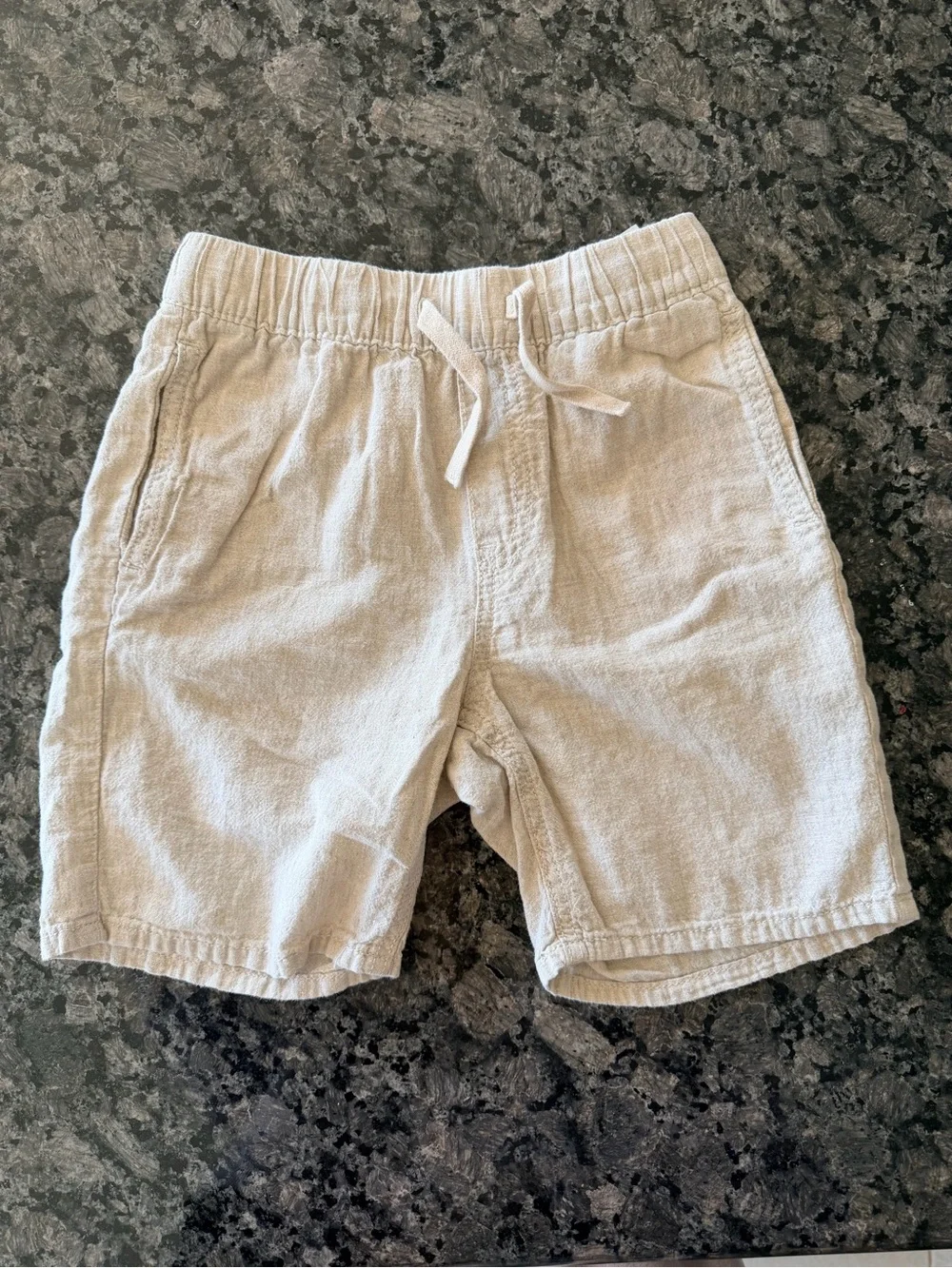 3/$15 H&M Drawstring Neutral Linen Blend Shorts Size 6Y Beige Summer Outfit